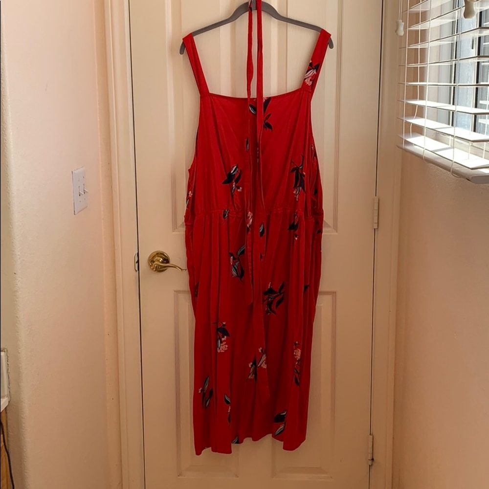 Red thin strapped plus size dress